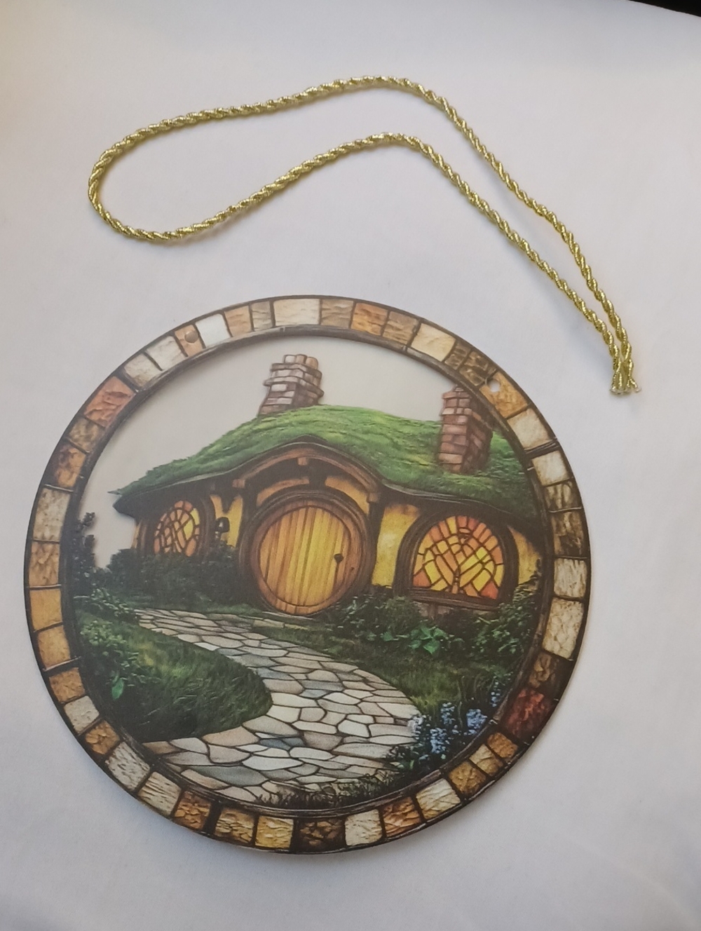 4/$30 New Round Green & Brown Hobbit Home Wall Art - Sun Catcher